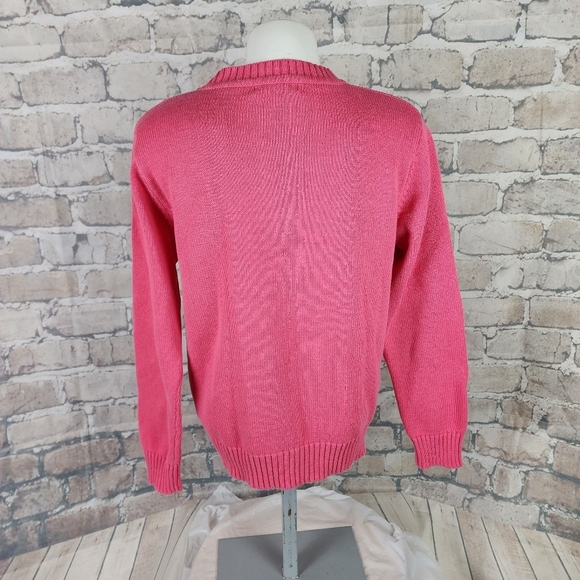 Vintage 90s Y2K Bermuda Mock Neck Cotton Sweater Hot Pink Size Medium Gossipgirl - Picture 8 of 10